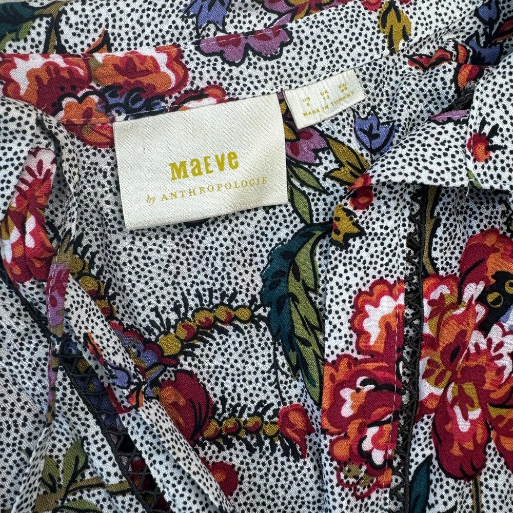 Maeve by Anthropologie Floral Collared Long Sleeve Blouse – Women’s 8 - Picture 2 of 8